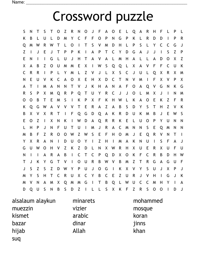 Crossword Puzzle Word Search WordMint