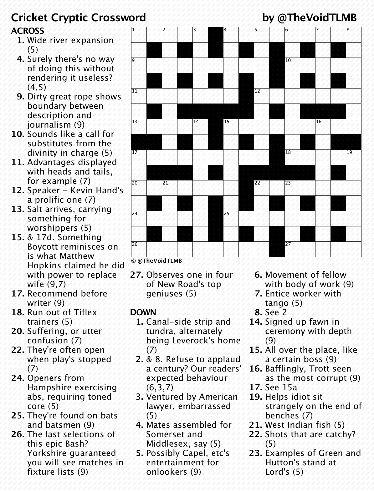 Cryptic Crossword May 2020 TLMB Cryptic Crossword May 2020 TLMB