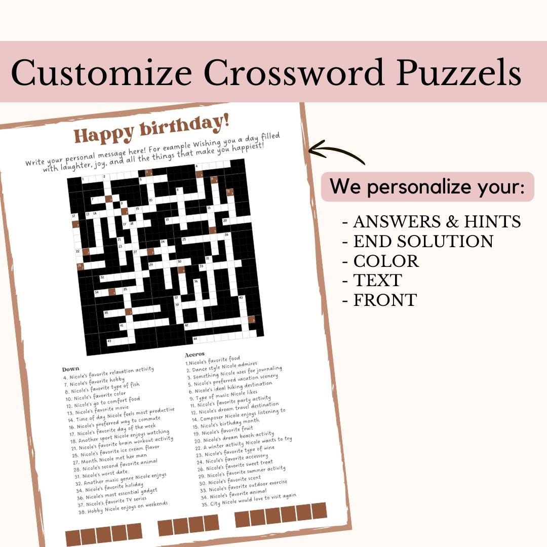 Custom Crossword Puzzle Personalized Crosswords Custom Puzzles Birthday Gifts Wedding Gifts Ideas Puzzle Gifts 35 OF YOUR HINTS Etsy Ireland Custom Crossword Puzzle Personalized Crosswords Custom Puzzles Birthday Gifts Wedding Gifts Ideas Puzzle Gifts 35 OF YOUR HINTS Etsy Ireland