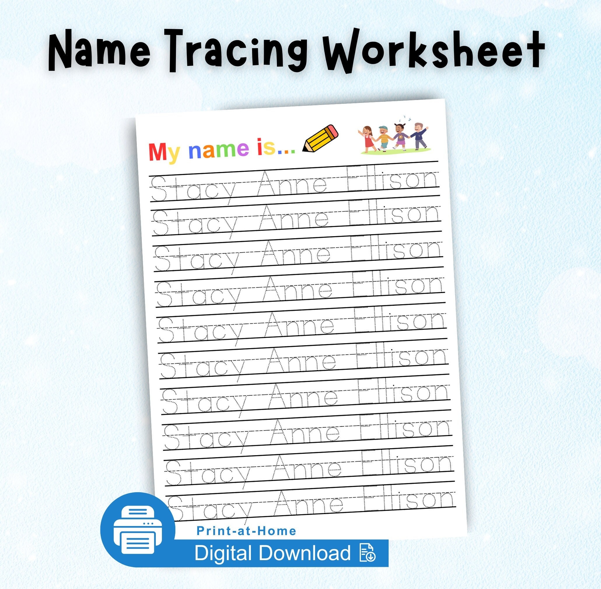 Custom Name Tracing Worksheet Personalized Name Trace Sheet Preschool Activity Homeschool Kindergarten First Grade Handwriting Practice Custom Name Tracing Worksheet Personalized Name Trace Sheet Preschool Activity Homeschool Kindergarten First Grade Handwriting Practice