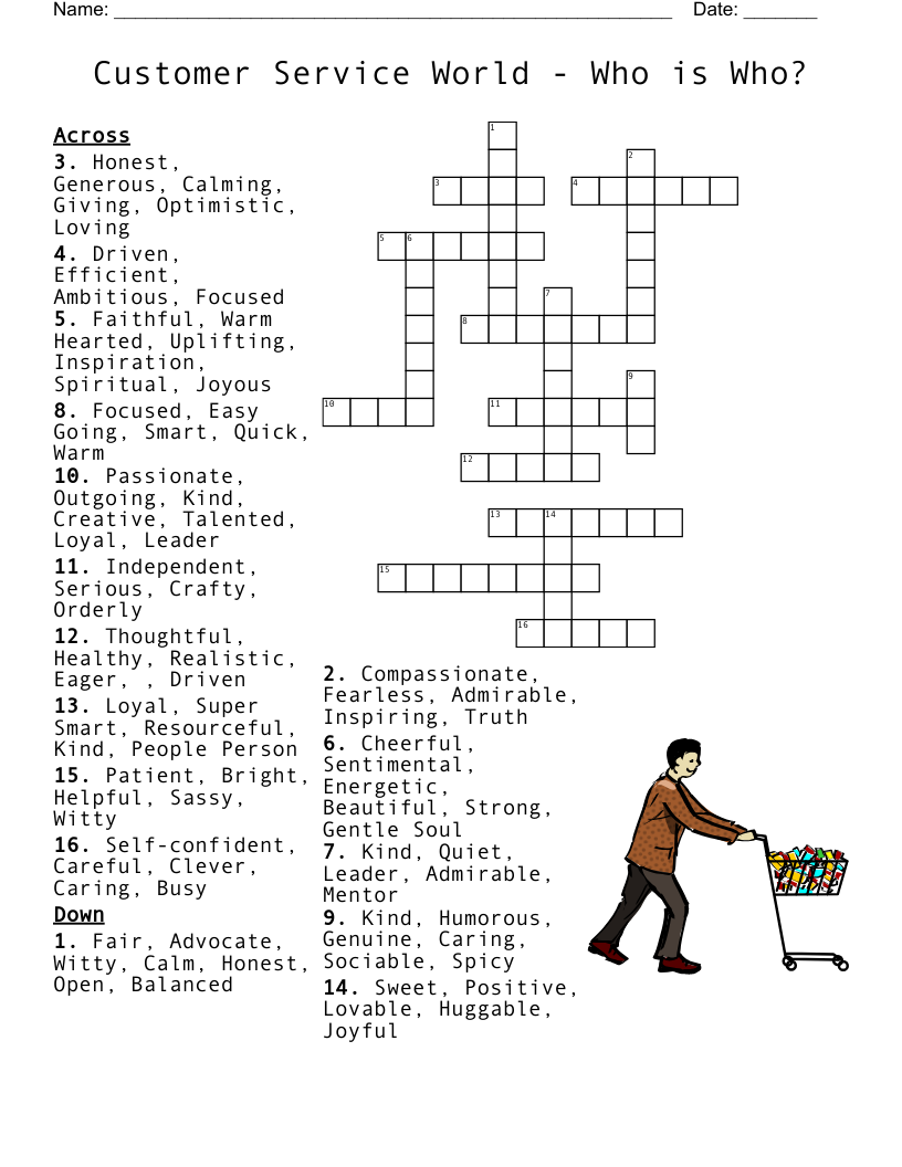Customer Service World Who Is Who Crossword WordMint Customer Service World Who Is Who Crossword WordMint