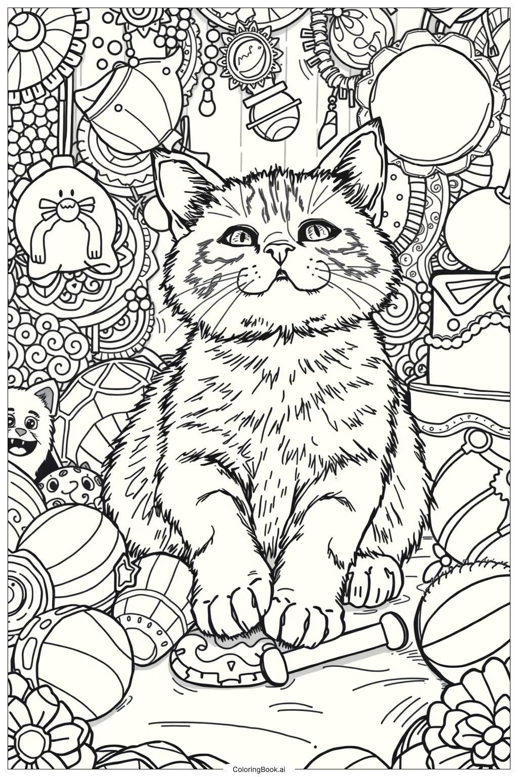 Cute Cat Playing Coloring Page Free PDF PNG Printable Cute Cat Playing Coloring Page Free PDF PNG Printable