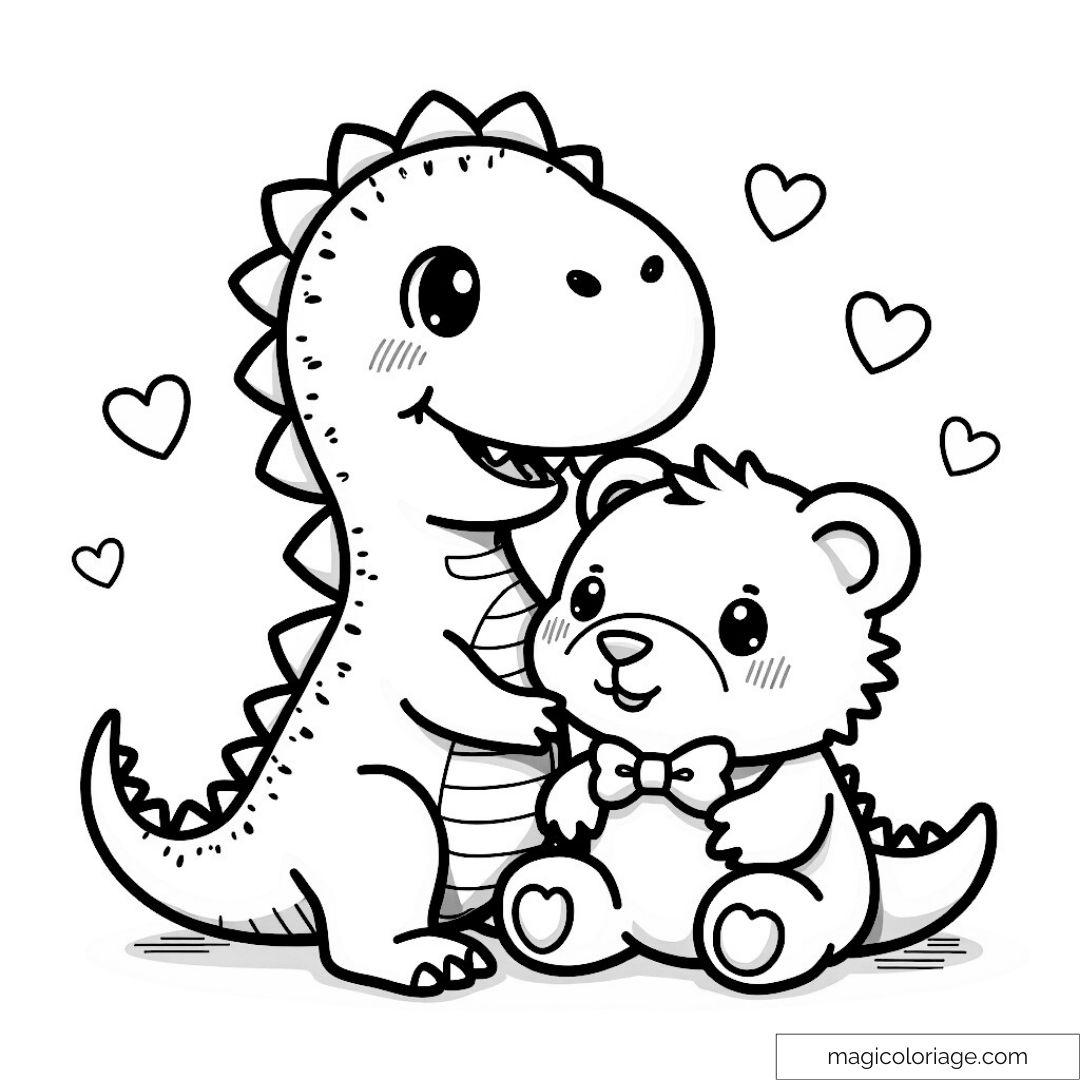 Cute Coloring Page Dinosaur And Bear Cute Coloring Page Dinosaur And Bear