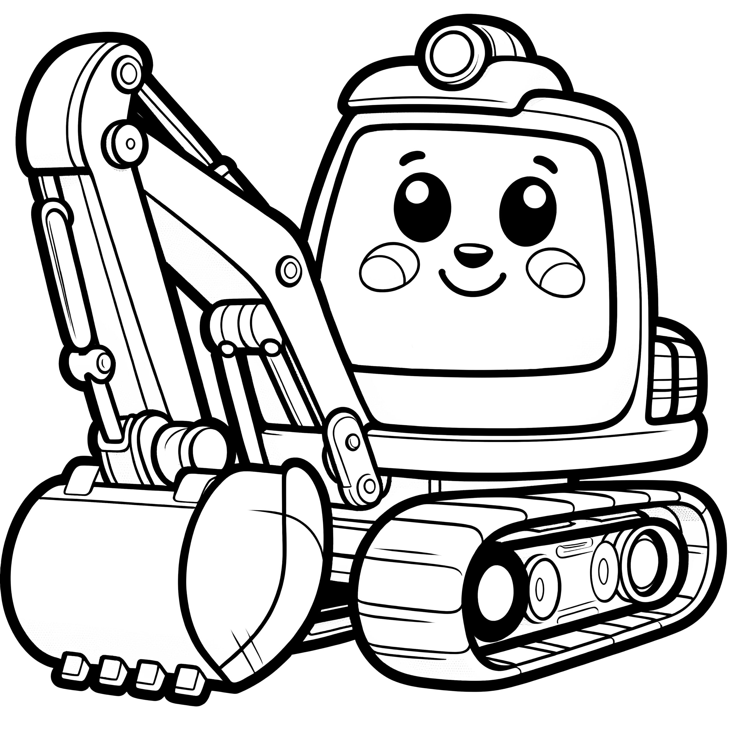 Cute Excavator Simple Coloring Picture For Children Free Cute Excavator Simple Coloring Picture For Children Free