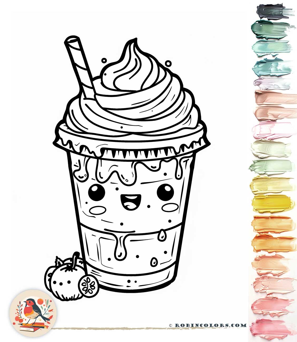 Cute Food Coloring Pages Adorable Kawaii Style Robin Colors Cute Food Coloring Pages Adorable Kawaii Style Robin Colors