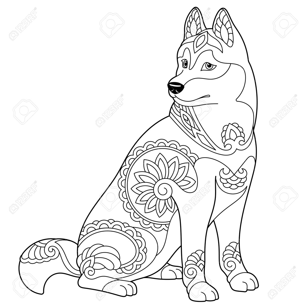 Cute Husky Dog Adult Coloring Book Page In Mandala Style Royalty Free SVG Cliparts Vectors And Stock Illustration Image 194689227 Cute Husky Dog Adult Coloring Book Page In Mandala Style Royalty Free SVG Cliparts Vectors And Stock Illustration Image 194689227