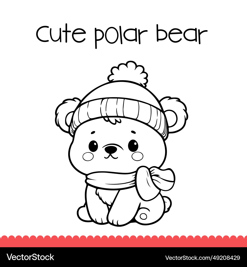 Cute Polar Bear Coloring Page Royalty Free Vector Image Cute Polar Bear Coloring Page Royalty Free Vector Image
