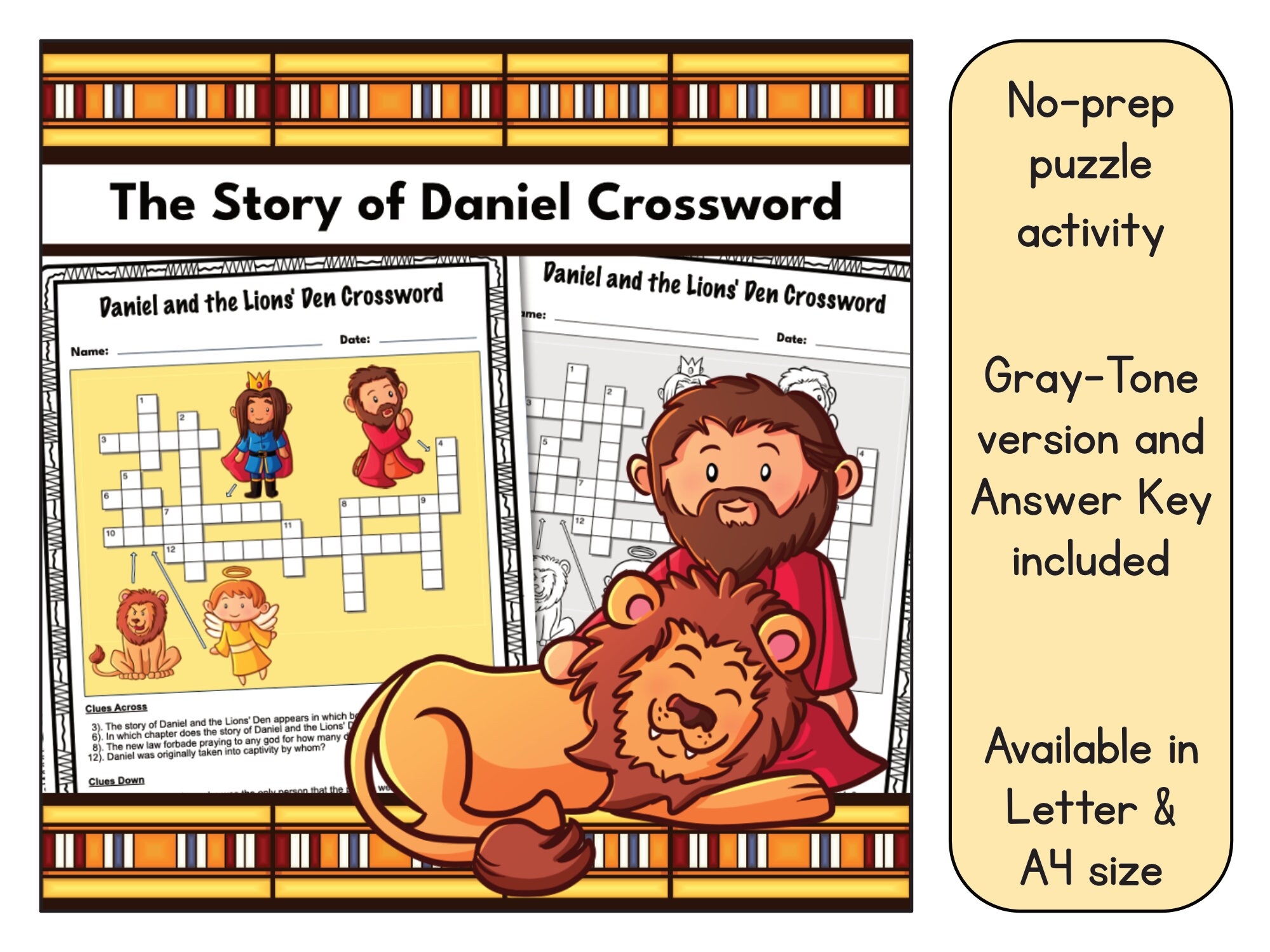 Daniel And The Lions Den Crossword Puzzle Printable Answer Key Included Available In US Letter 8 5 X 11 And A4 Size Etsy Australia Daniel And The Lions Den Crossword Puzzle Printable Answer Key Included Available In US Letter 8 5 X 11 And A4 Size Etsy Australia