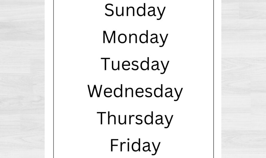 Days Of The Week Printables