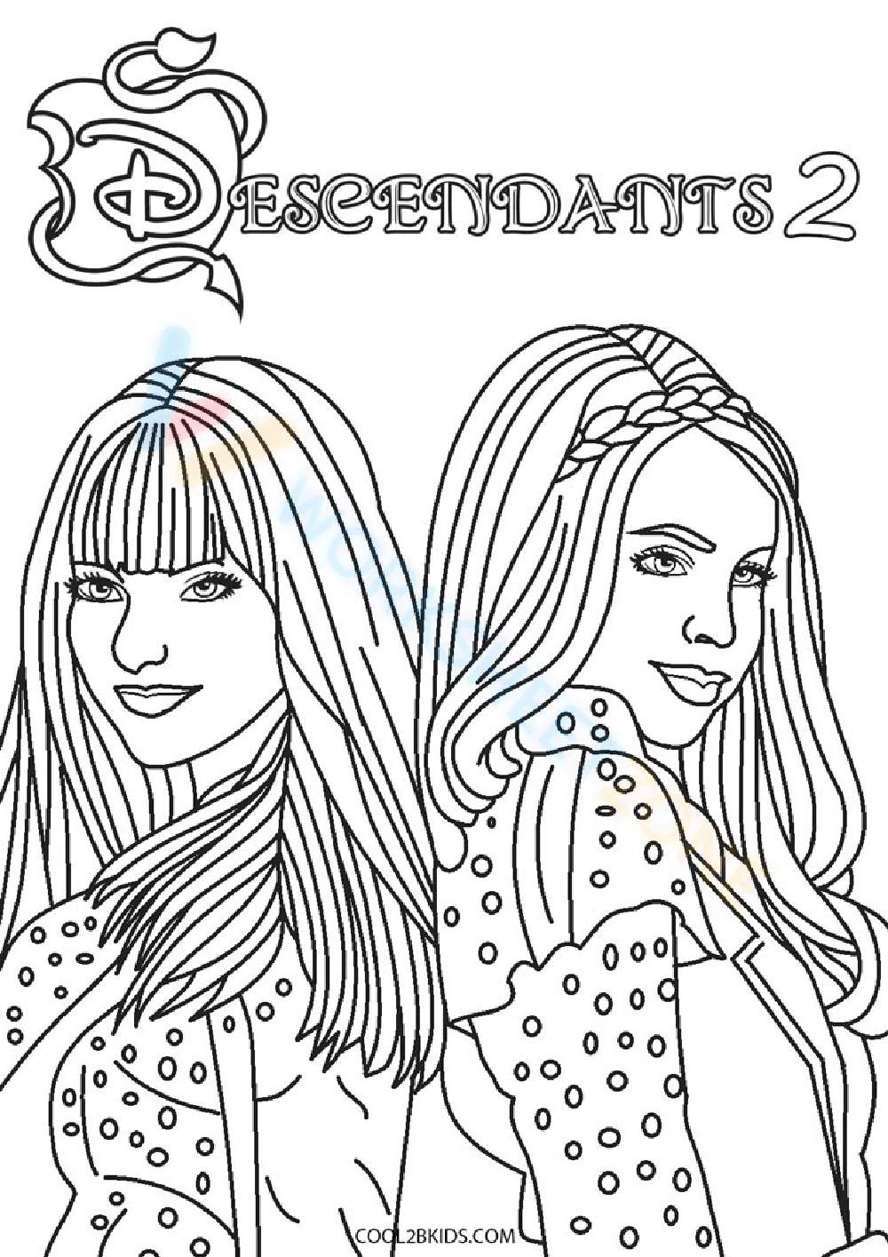 Disney Descendants 2 Girls Coloring Page For Kids Worksheet Disney Descendants 2 Girls Coloring Page For Kids Worksheet