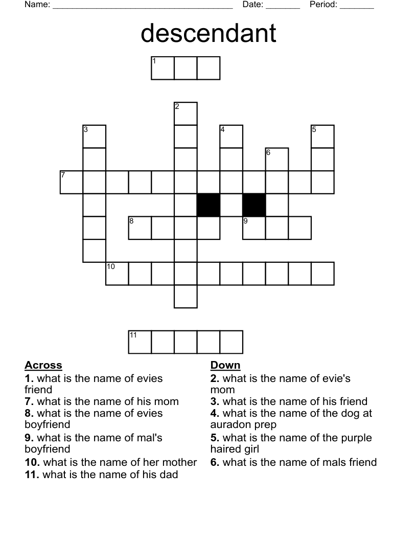 Disney Descendants Crossword WordMint Disney Descendants Crossword WordMint