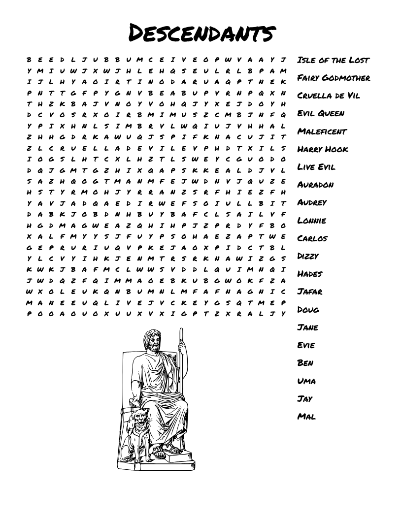 Disney Descendants Crossword WordMint Disney Descendants Crossword WordMint