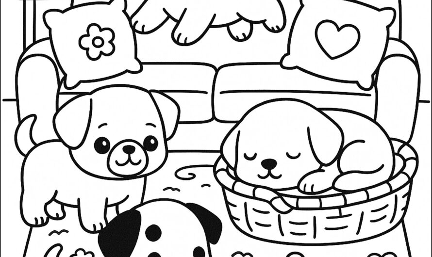 Cats And Dogs Colouring Pages