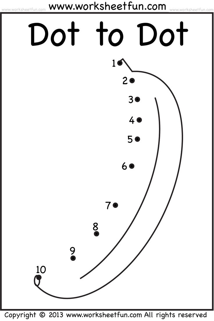 Dot To Dot Banana Numbers 1 10 One Worksheet FREE Printable Worksheets