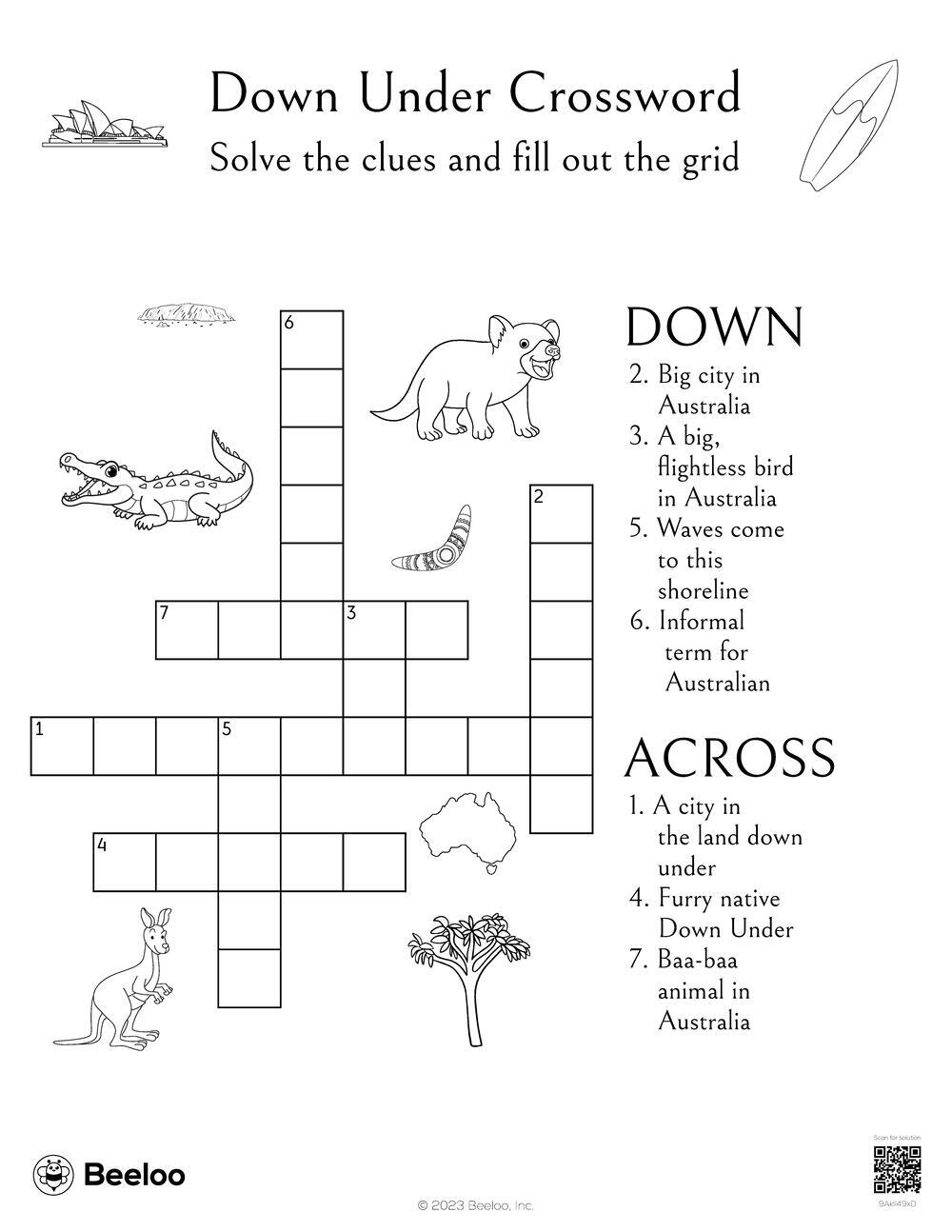 Down Under Crossword Beeloo Printable Crafts And Activities For Kids Down Under Crossword Beeloo Printable Crafts And Activities For Kids