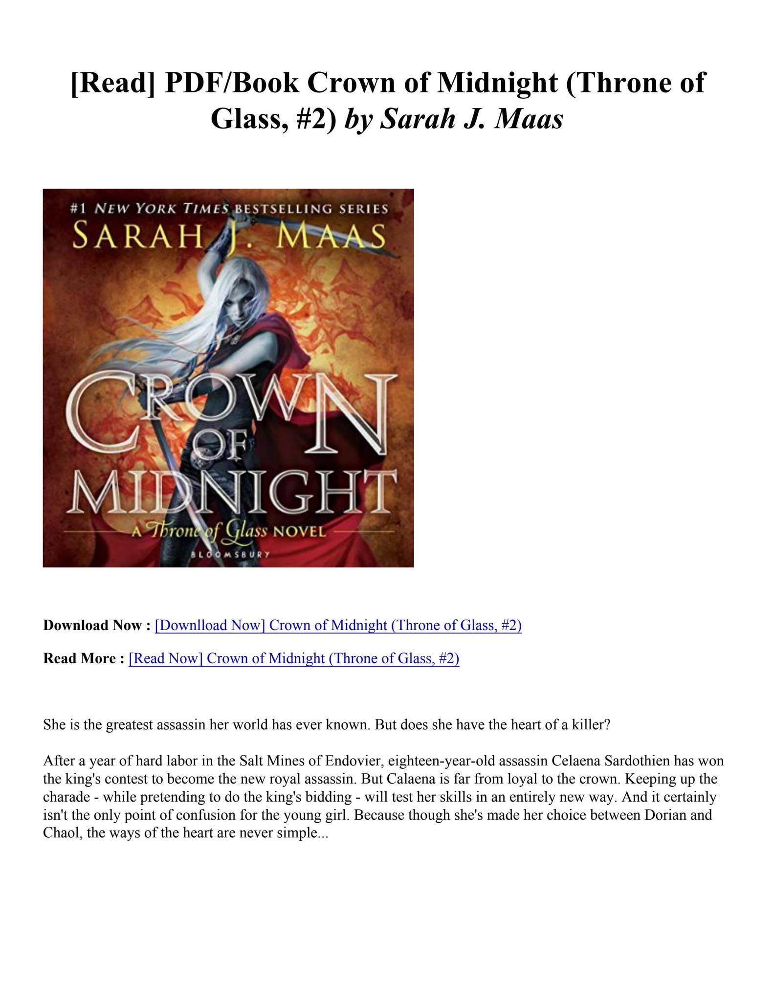Download Crown Of Midnight Throne Of Glass 2 Sarah J Maas By Ferripdfbook23 Issuu