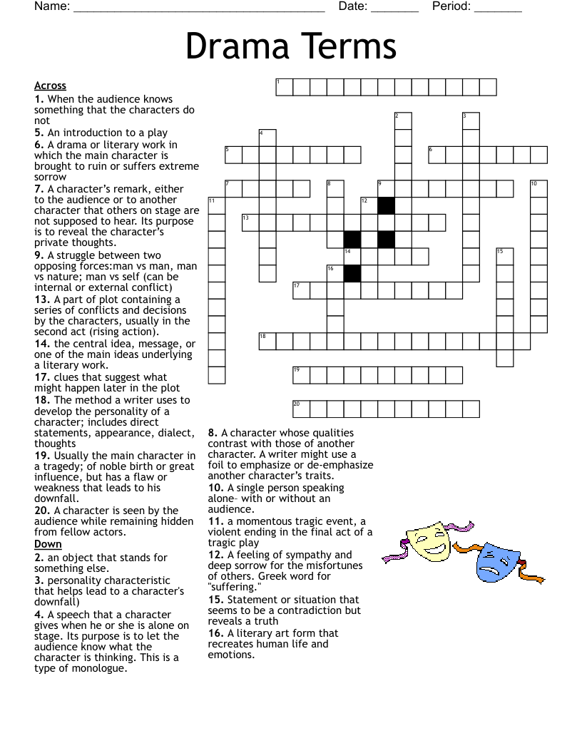 Drama Crossword Puzzle WordMint Drama Crossword Puzzle WordMint