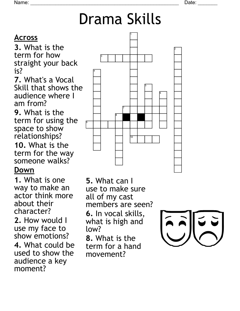 Drama Skills Crossword WordMint Drama Skills Crossword WordMint