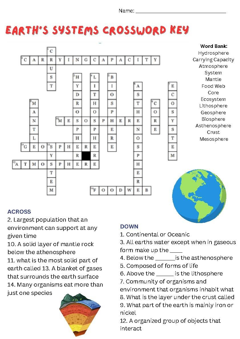 Earth s Systems Crossword Puzzle With Answer Key By Stokes Scholars Earth s Systems Crossword Puzzle With Answer Key By Stokes Scholars
