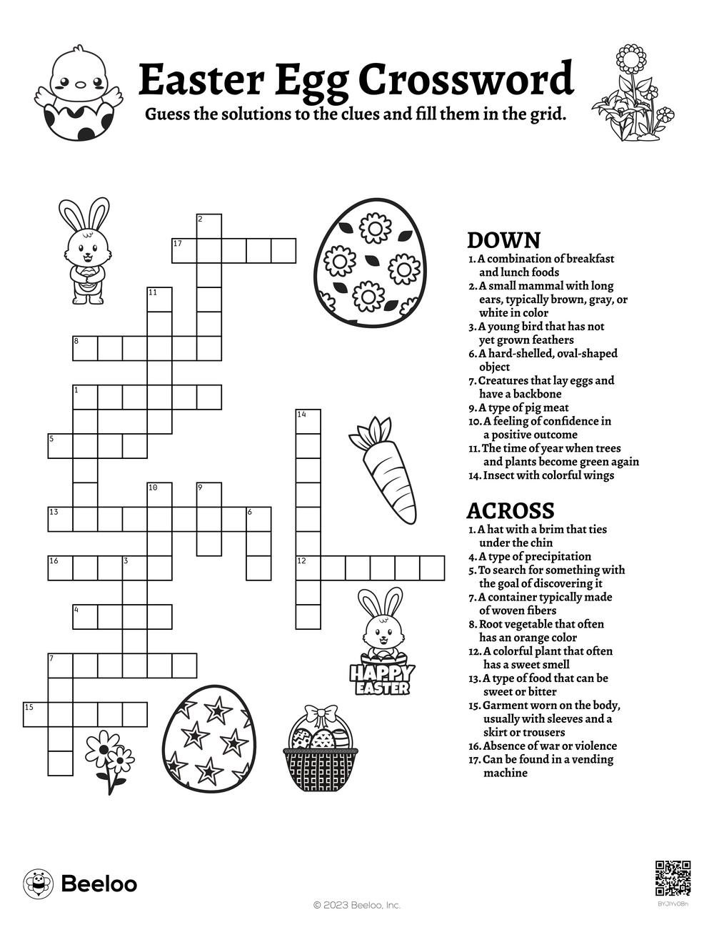 Easter Egg Crossword Beeloo Printable Crafts And Activities For Kids