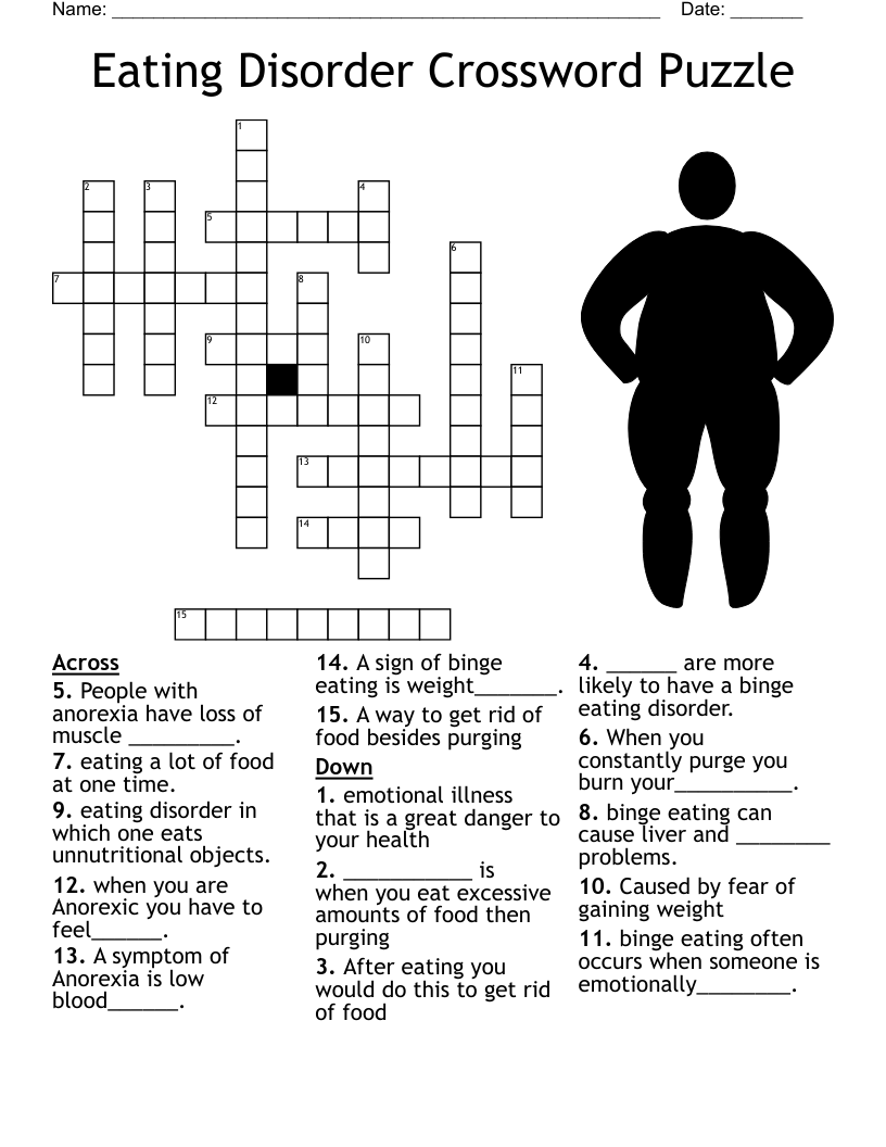 Eating Disorder Crossword Puzzle WordMint Eating Disorder Crossword Puzzle WordMint