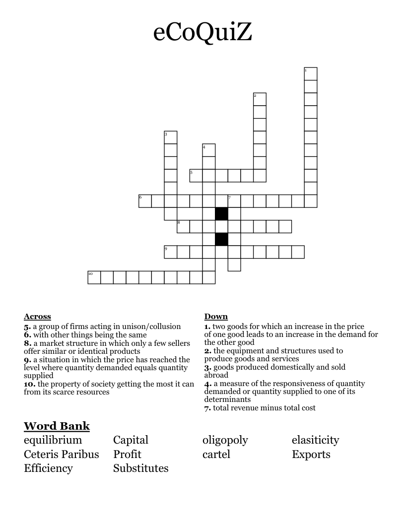 ECoQuiZ Crossword WordMint ECoQuiZ Crossword WordMint