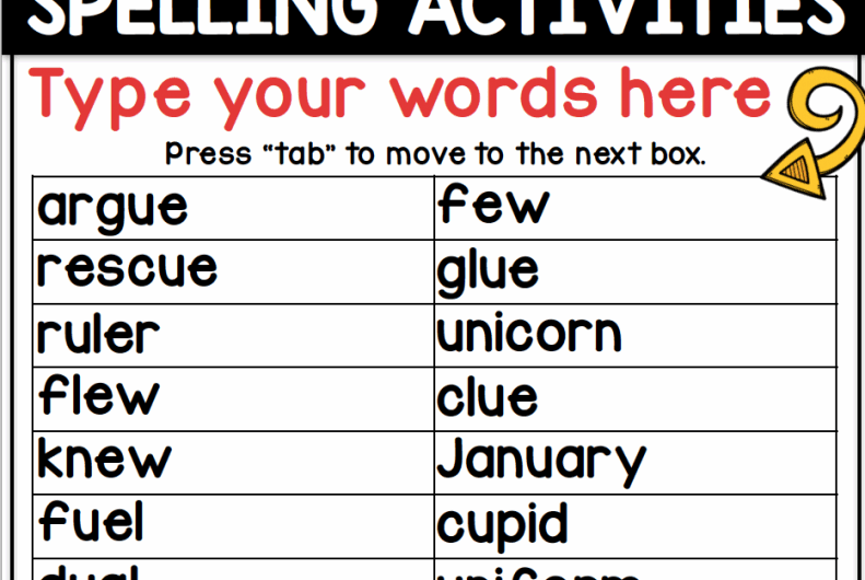 Spelling List Worksheet Generator