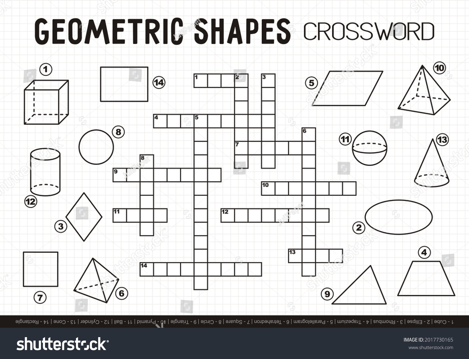 Educational Crossword Various Geometric Shapes Figures Stock Vector Royalty Free 2017730165 Shutterstock