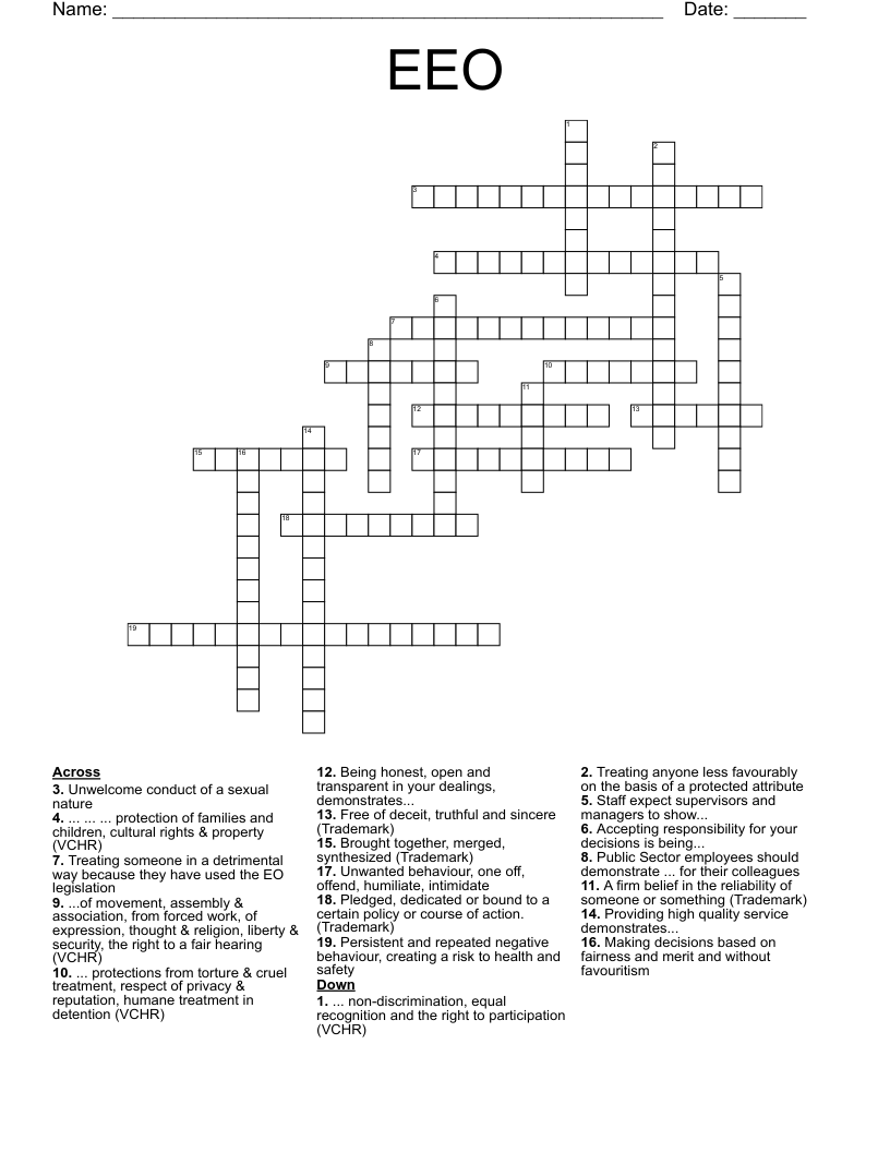 EEO Crossword WordMint EEO Crossword WordMint
