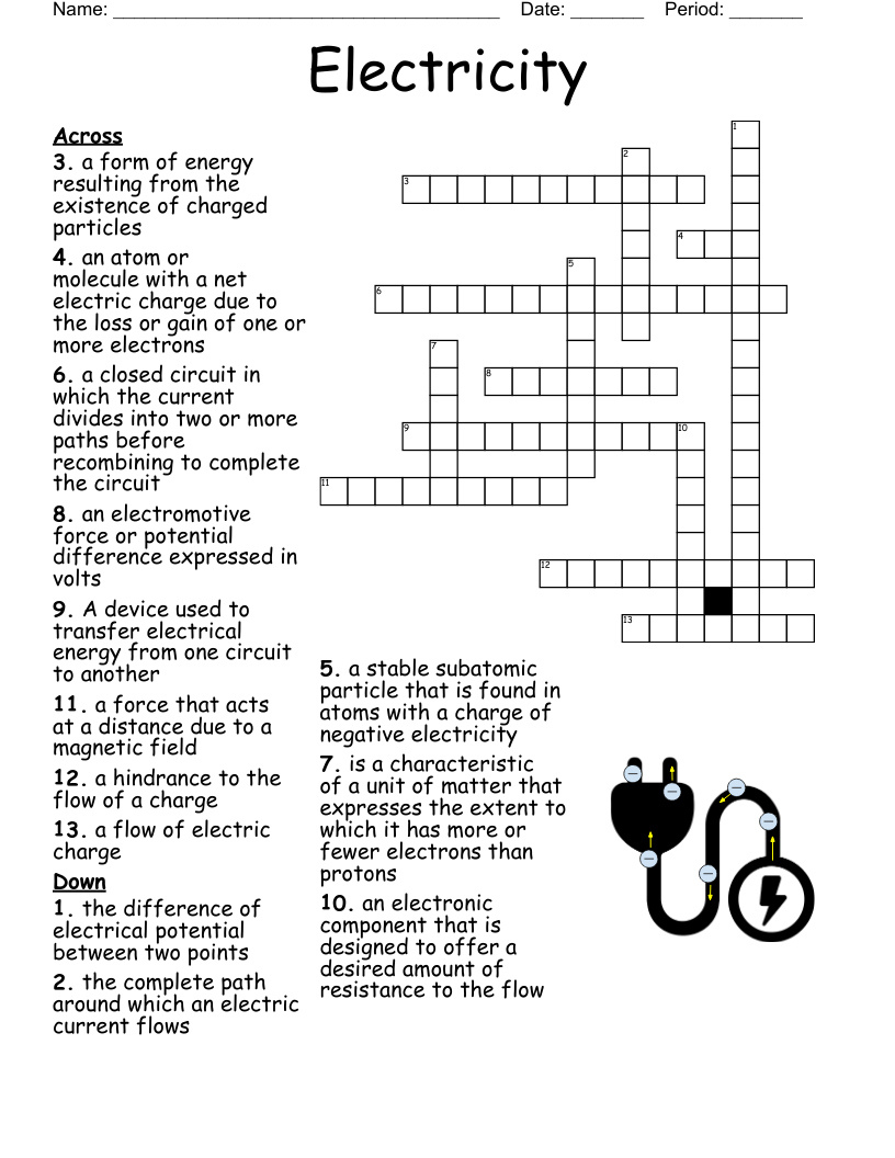 Electricity Unit Crossword Puzzel WordMint Electricity Unit Crossword Puzzel WordMint