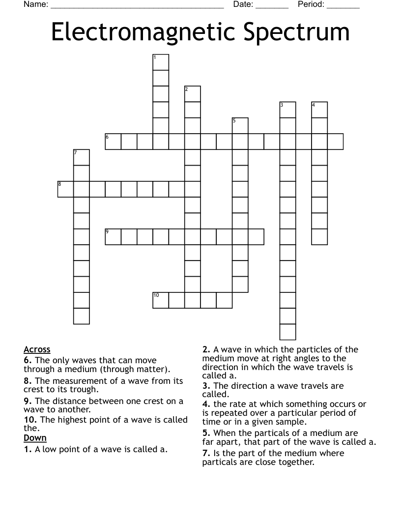 Electromagnetic Spectrum Crossword WordMint Electromagnetic Spectrum Crossword WordMint