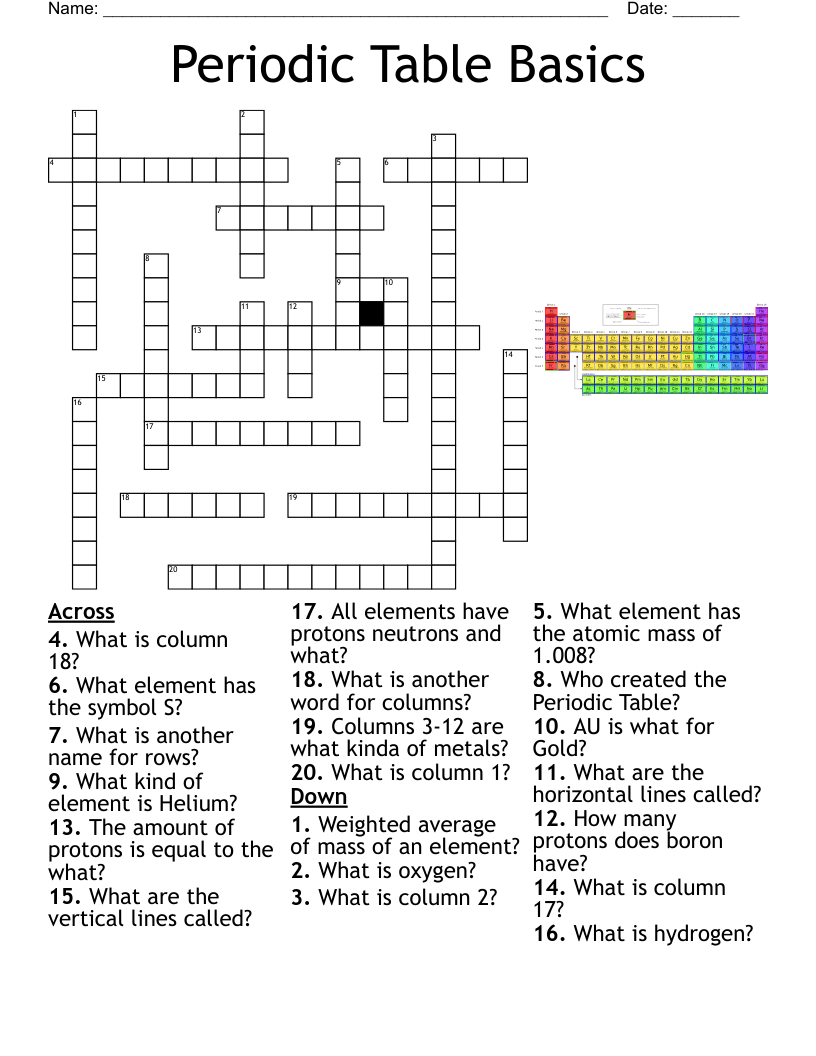 Elements Crossword WordMint Elements Crossword WordMint