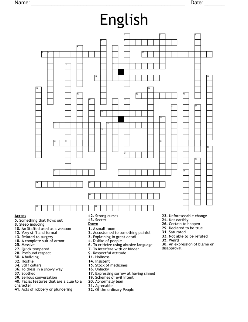 English Crossword WordMint English Crossword WordMint