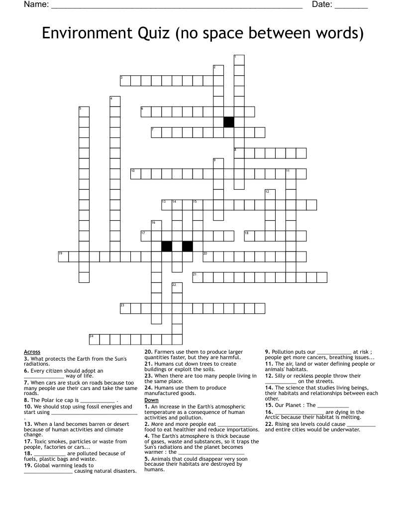 Environment Quiz no Space Between Words Crossword WordMint Environment Quiz no Space Between Words Crossword WordMint
