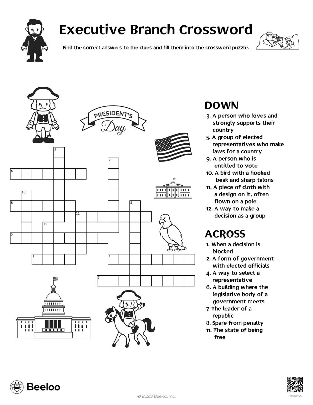 Executive Branch Crossword Beeloo Printable Crafts And Activities For Kids Executive Branch Crossword Beeloo Printable Crafts And Activities For Kids