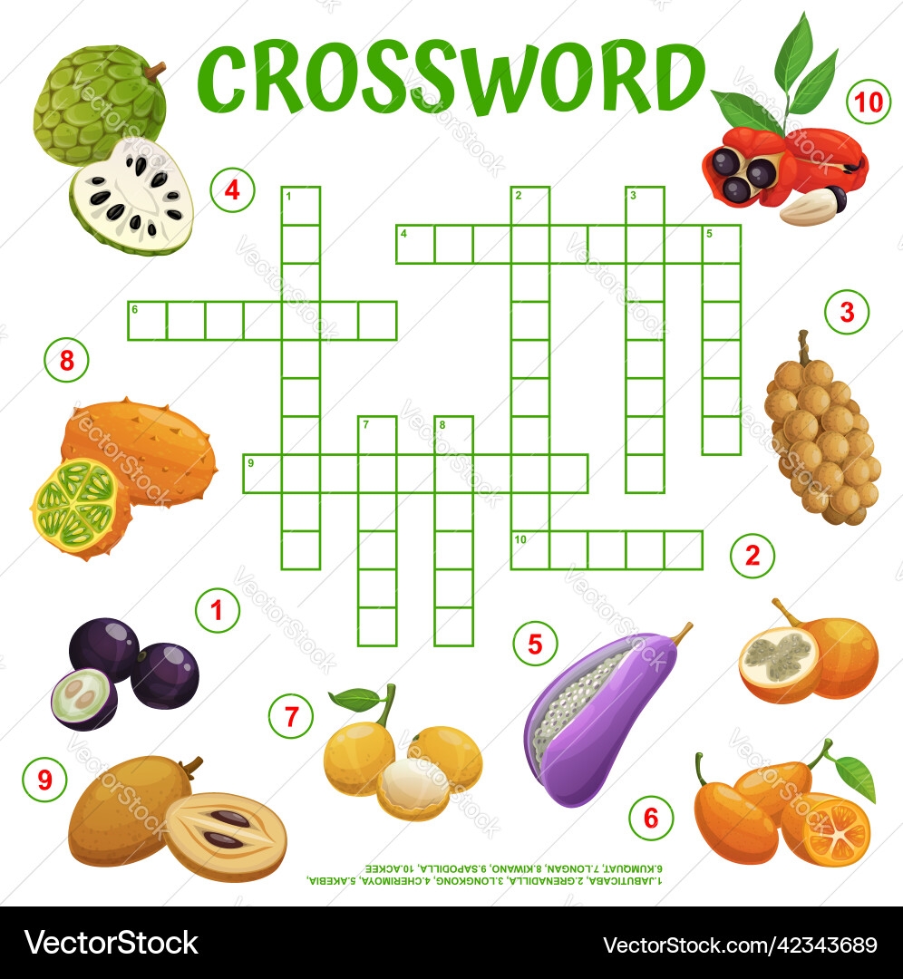 Exotic Tropical Fruits Crossword Find A Word Game Vector Image Exotic Tropical Fruits Crossword Find A Word Game Vector Image