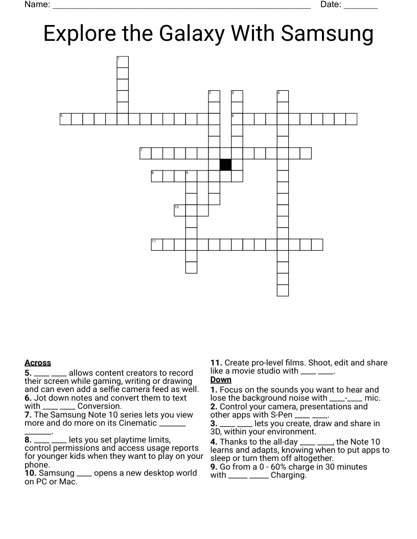 Explore The Galaxy With Samsung Crossword WordMint Explore The Galaxy With Samsung Crossword WordMint