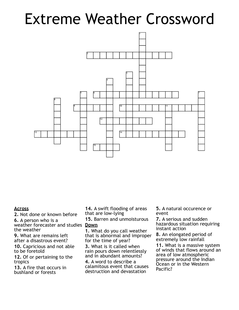 Extreme Weather Crossword WordMint Extreme Weather Crossword WordMint