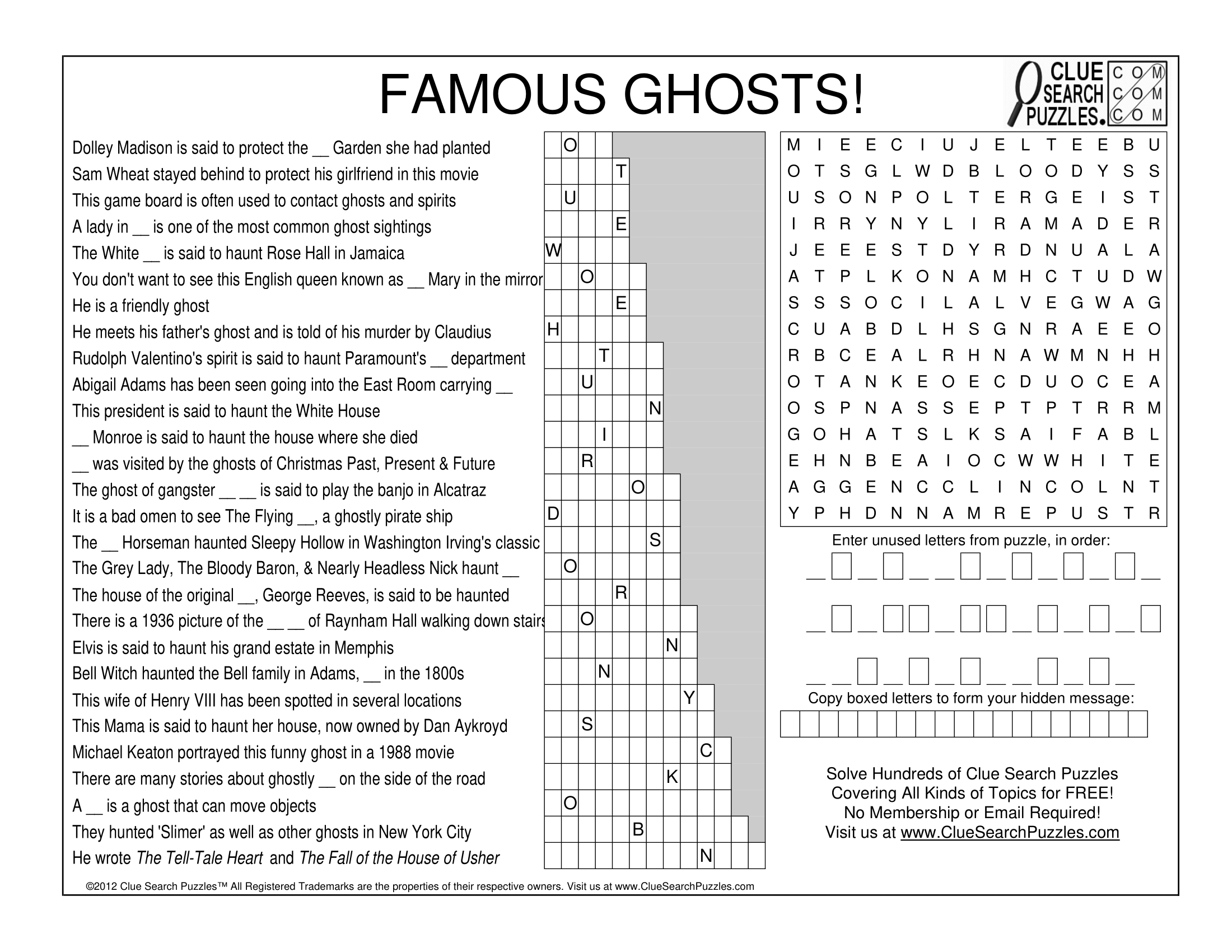 FAMOUS GHOSTS TRIVIA QUIZ FAMOUS GHOSTS TRIVIA QUIZ
