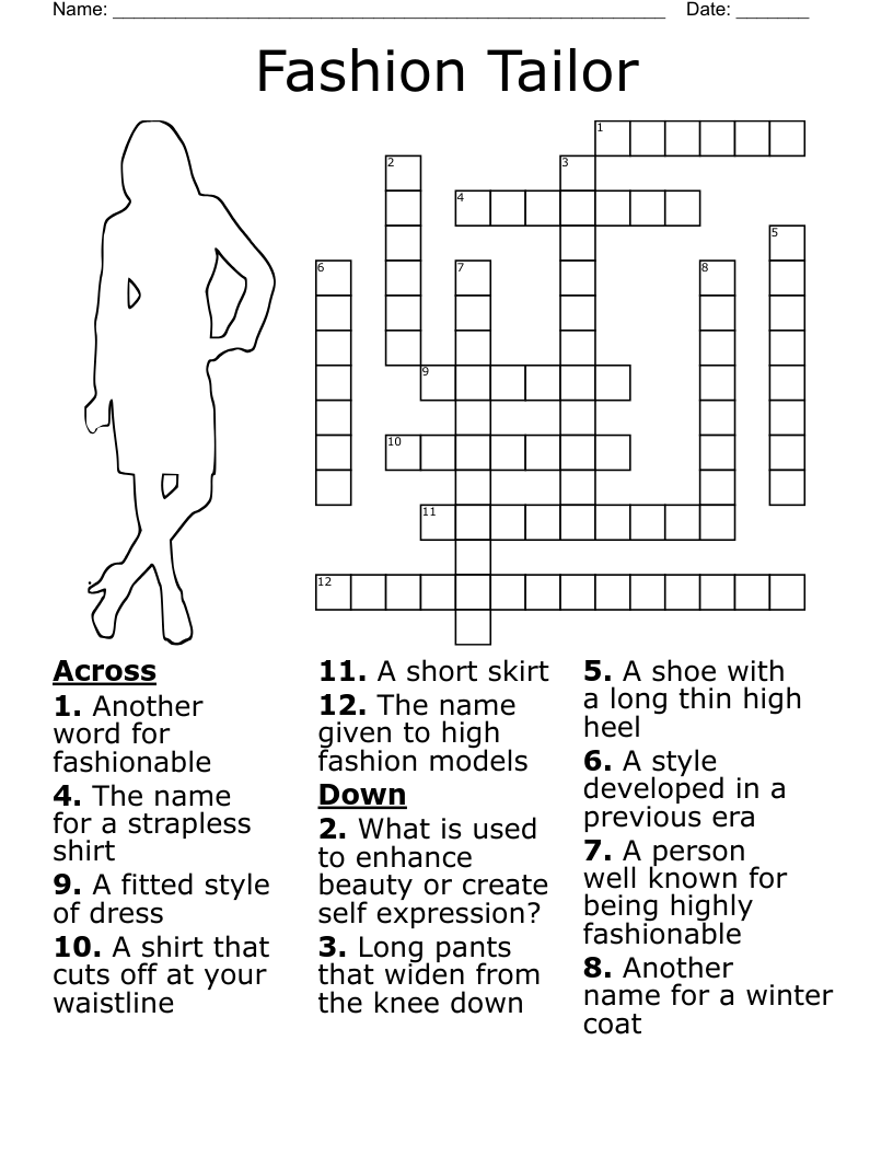 Fashion Tailor Crossword WordMint Fashion Tailor Crossword WordMint