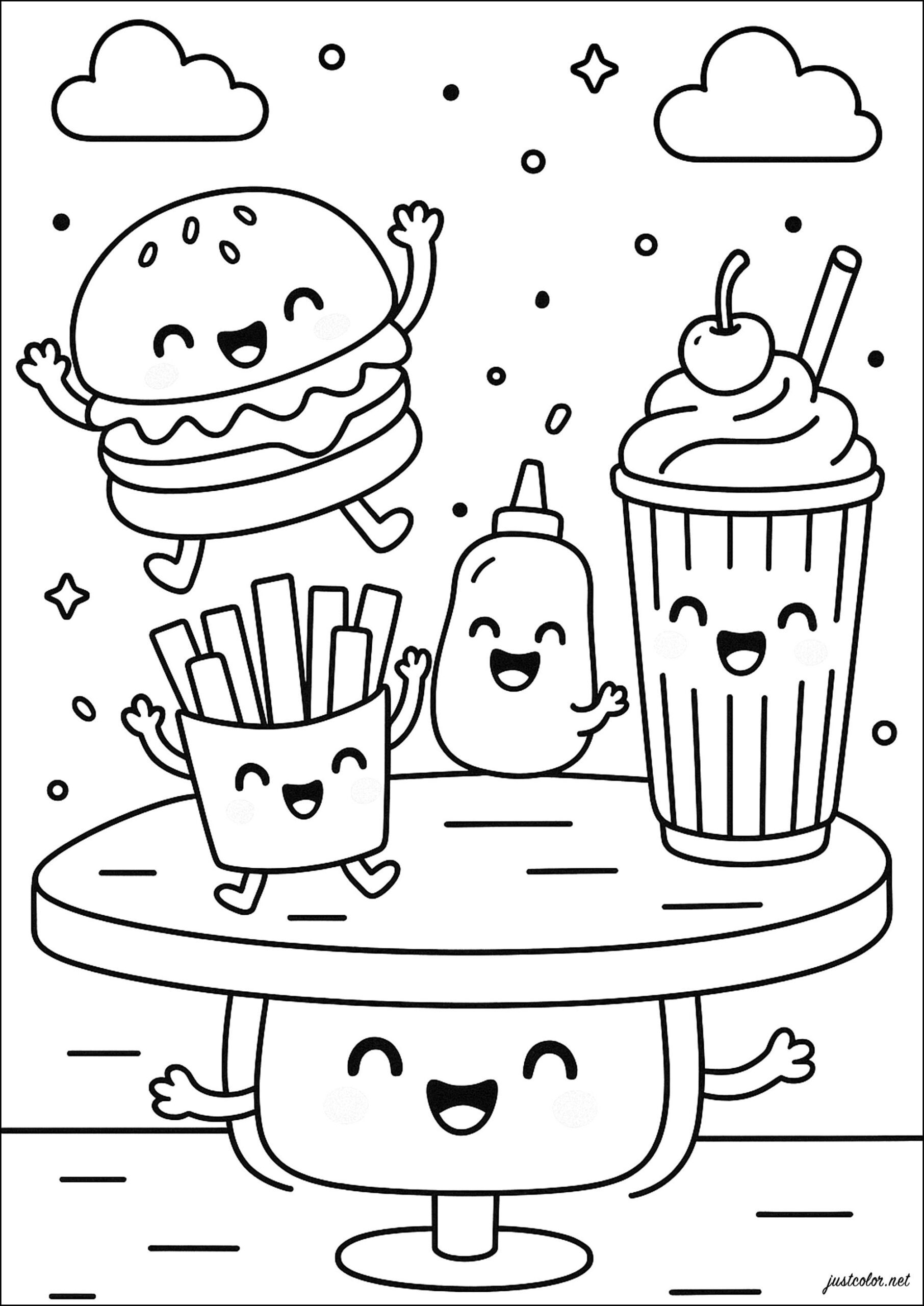 Fast Food Kawaii Coloring Pages Fast Food Kawaii Coloring Pages