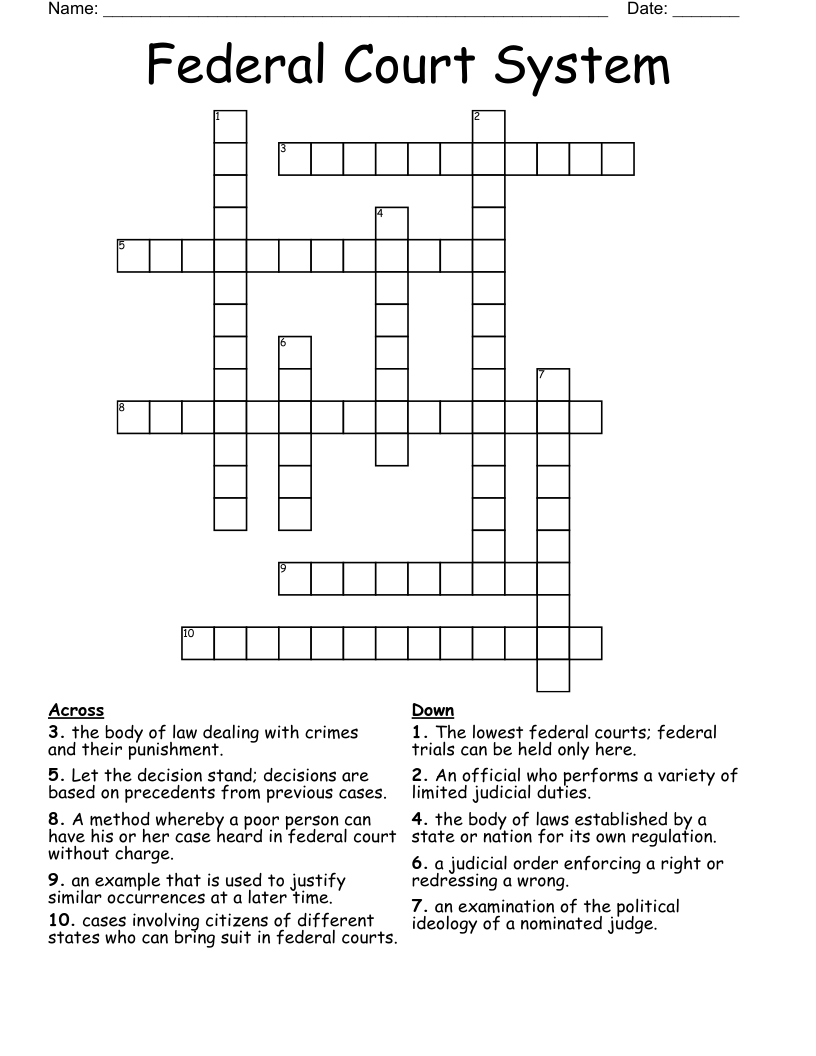 Federal Court System Crossword WordMint Federal Court System Crossword WordMint