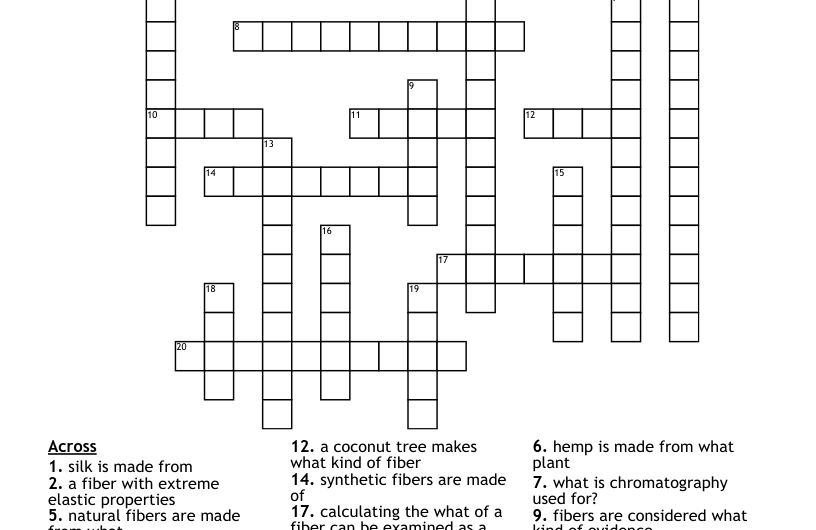Coconut Fiber Crossword