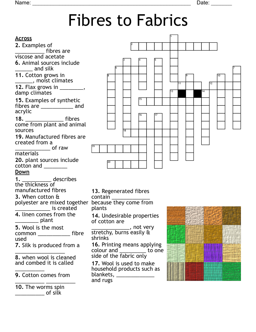Fibres To Fabrics Crossword WordMint Fibres To Fabrics Crossword WordMint