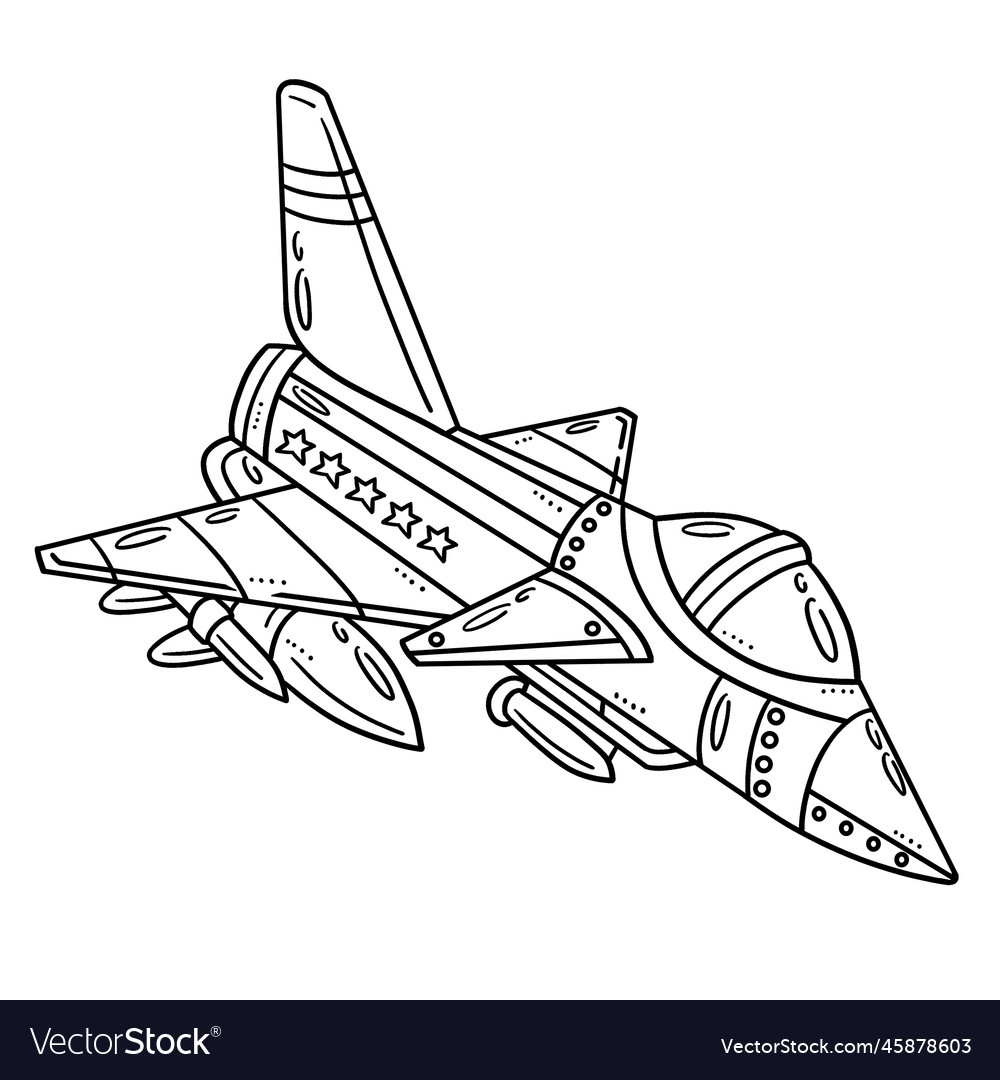 Fighter Jet Isolated Coloring Page For Kids Vector Image Fighter Jet Isolated Coloring Page For Kids Vector Image