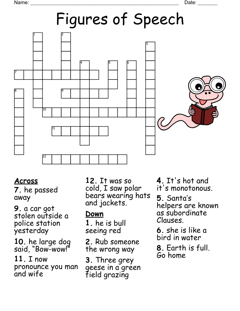 Figures Of Speech Crossword WordMint Figures Of Speech Crossword WordMint