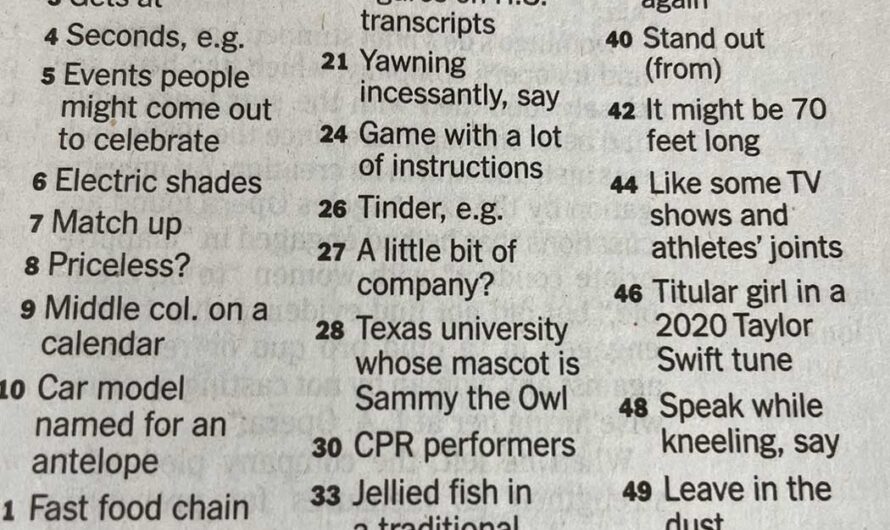 Game Show Extras Crossword Clue