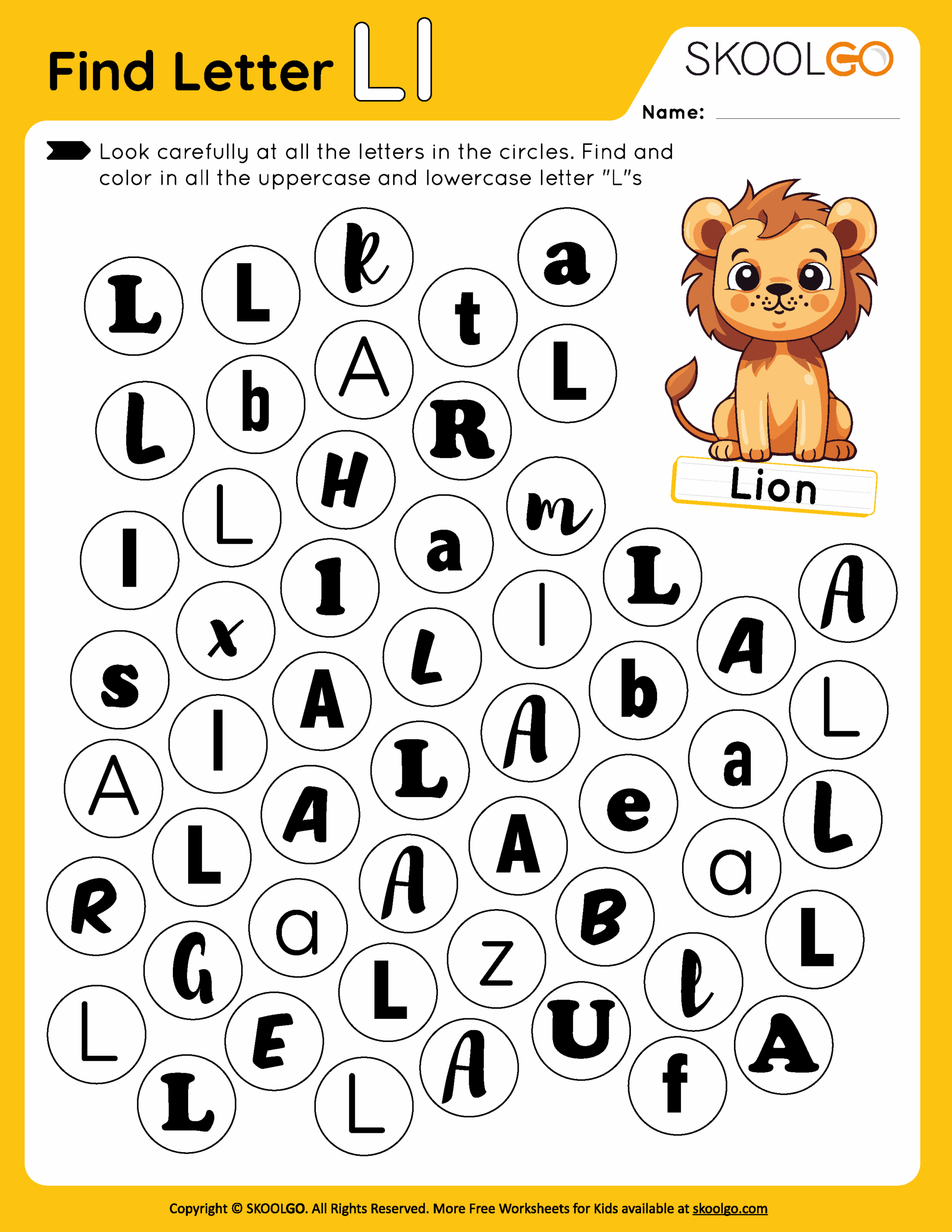 Find Letter L Free Worksheet For Kids SKOOLGO Find Letter L Free Worksheet For Kids SKOOLGO