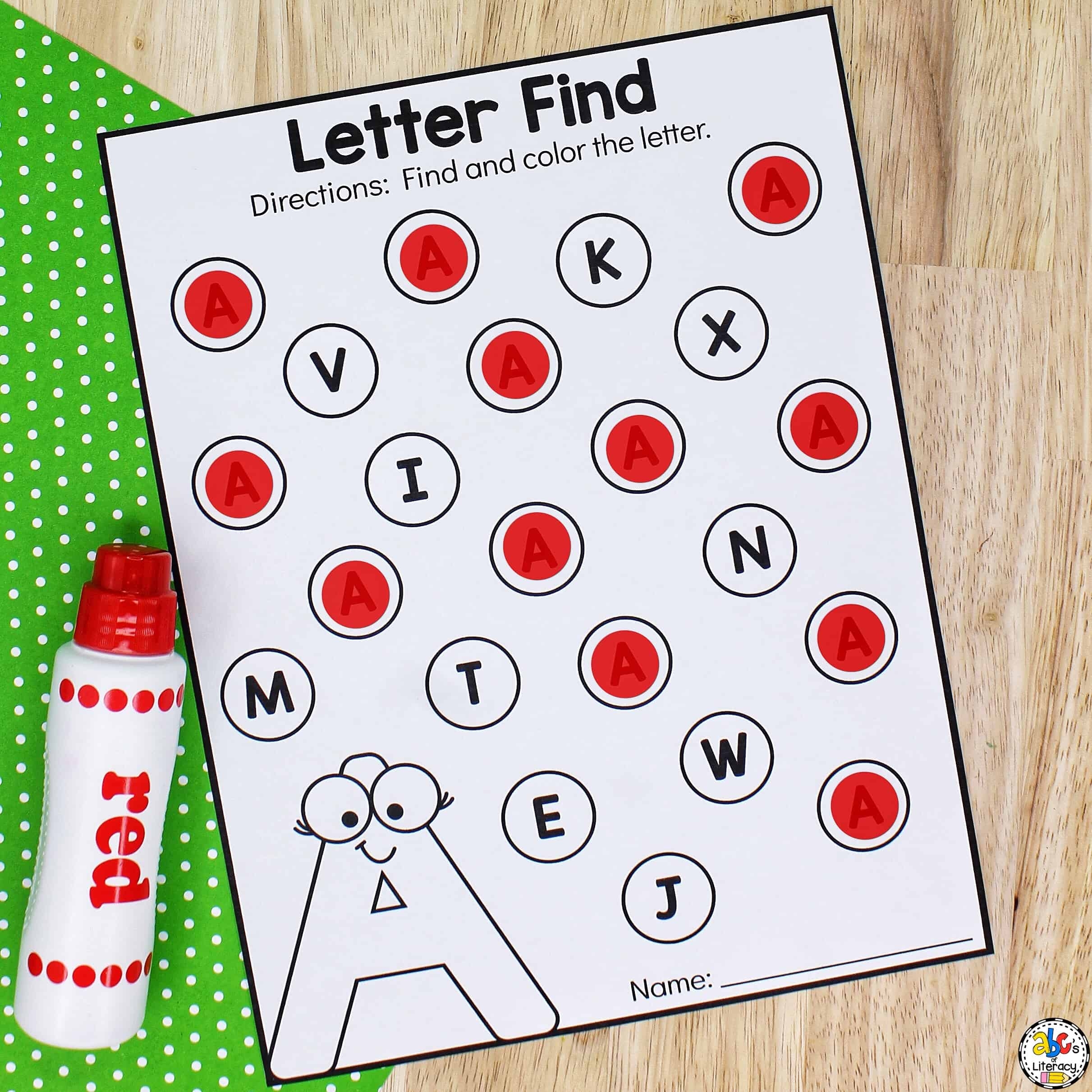Find The Letter A Worksheet Letter Recognition Activity Find The Letter A Worksheet Letter Recognition Activity