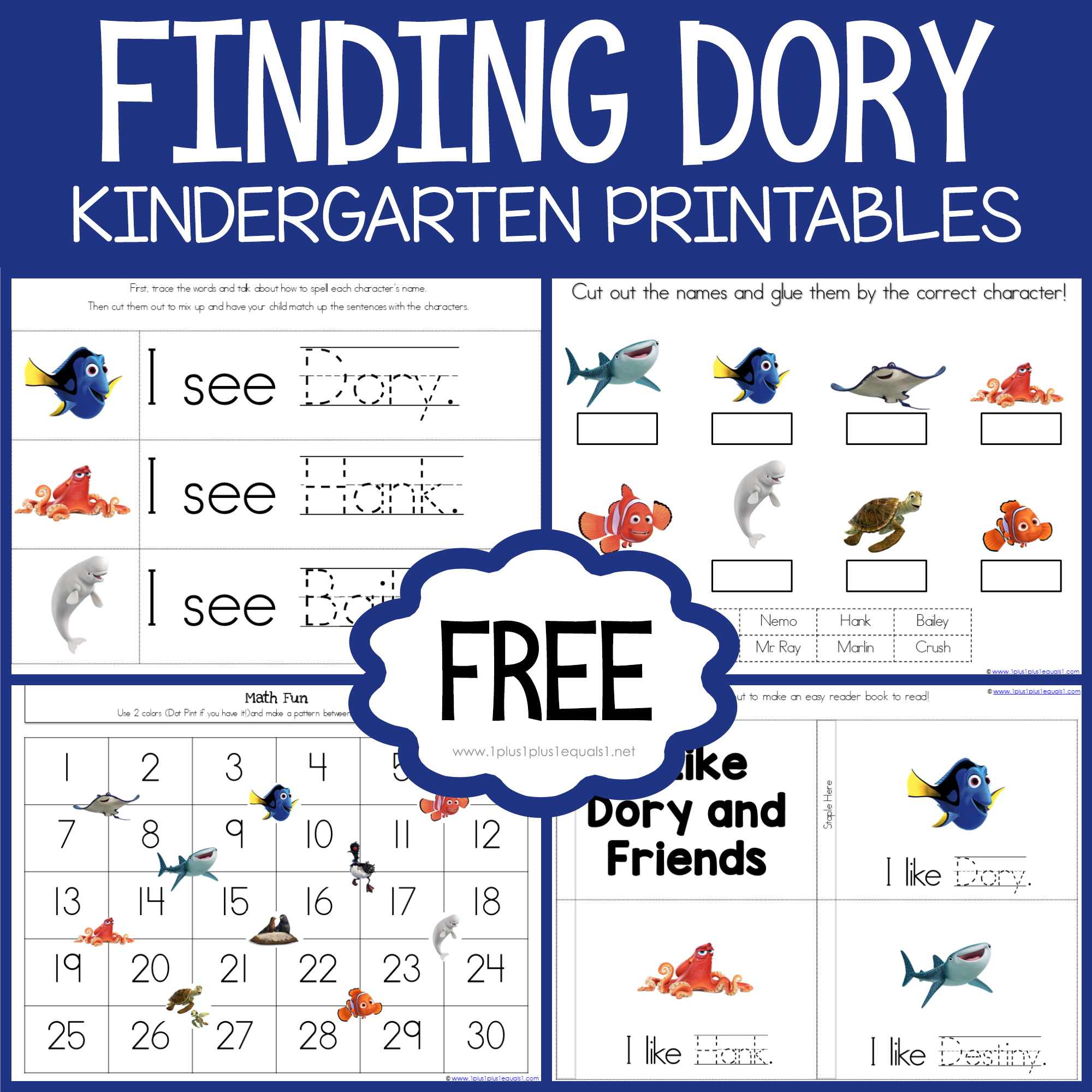 Finding Dory Kindergarten Printables 1 1 1 1 Finding Dory Kindergarten Printables 1 1 1 1